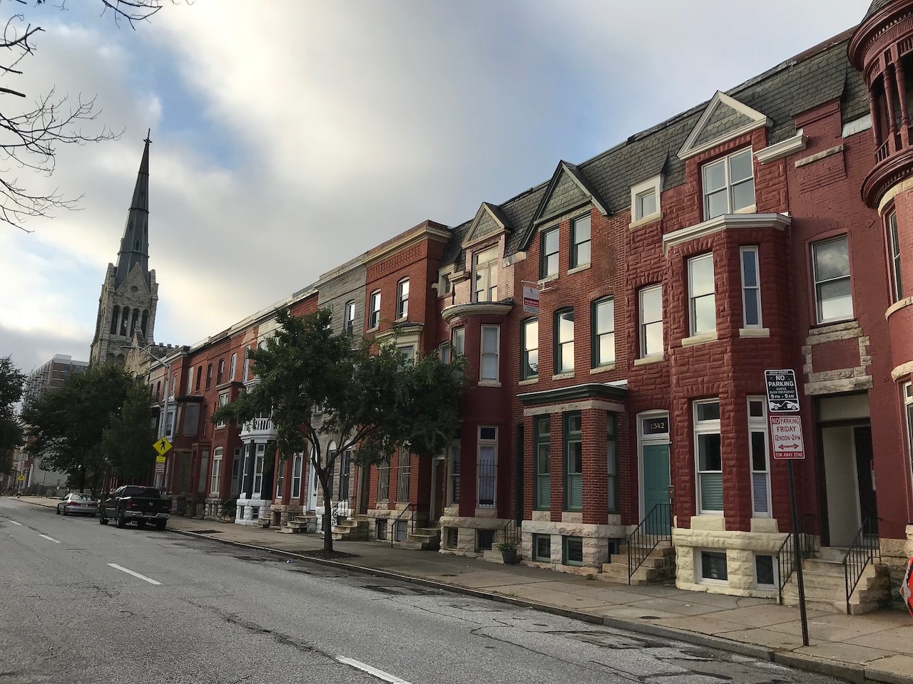 Rowhouses on the 1300 block of Druid Hill Avenue, September, 26, 2018.