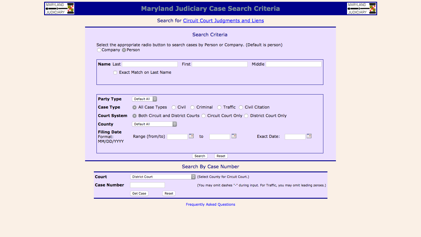 maryland judiciary search